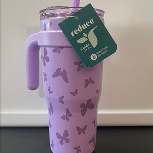 REDUCE Purple Butterfly Insulated Tumbler 24 oz NEW in pkg w tags
